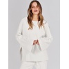 image:imageANRABESS Womens 2 Piece Outfits Oversized Knit Sweater Set Wide Leg Pant Cozy Lounge Matching Pajama Sets 2026 Trendy ClothesWhite