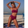 image:imageANRABESS Womens Bikini Sets  High Waisted Lace Swimsuits Two Piece Beach Wear Burgundy Large