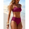 image:imageANRABESS Womens Bikini Sets  High Waisted Lace Swimsuits Two Piece Beach Wear Burgundy Large