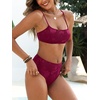 image:imageANRABESS Womens Bikini Sets  High Waisted Lace Swimsuits Two Piece Beach Wear Burgundy Large