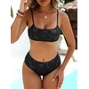 image:imageANRABESS Womens Bikini Sets  High Waisted Lace Swimsuits Two Piece Beach WearBlack