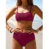 image:imageANRABESS Womens Bikini Sets  High Waisted Lace Swimsuits Two Piece Beach WearBurgundy