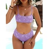 image:imageANRABESS Womens Bikini Sets  High Waisted Lace Swimsuits Two Piece Beach WearPurple