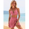 image:imageANRABESS Womens Bikini Sets Two Piece Swim Skirt High Waisted Swimsuits Tummy Control UWire Bathing Suit 2026 Beach SwimwearRed Plaid