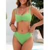 image:imageANRABESS Womens Bikini Sets Two Piece Swimsuit Ribbed Front Ruched Mid Waisted Bathing Suit Color Block 2026 Beach SwimwearGreen