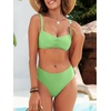 image:imageANRABESS Womens Bikini Sets Two Piece Swimsuit Ribbed Front Ruched Mid Waisted Bathing Suit Color Block 2026 Beach SwimwearGreen