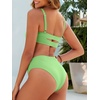 image:imageANRABESS Womens Bikini Sets Two Piece Swimsuit Ribbed Front Ruched Mid Waisted Bathing Suit Color Block 2026 Beach SwimwearGreen