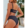 image:imageANRABESS Womens Bikini Sets Two Piece Swimsuit Ribbed Front Ruched Mid Waisted Bathing Suit Color Block 2026 Beach SwimwearNavy Blue