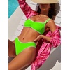 image:imageANRABESS Womens Bikini Sets Two Piece Swimsuit Ribbed Front Ruched Mid Waisted Bathing Suit Color Block 2026 Beach SwimwearNeon Green