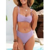 image:imageANRABESS Womens Bikini Sets Two Piece Swimsuit Ribbed Front Ruched Mid Waisted Bathing Suit Color Block 2026 Beach SwimwearPurple
