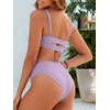 image:imageANRABESS Womens Bikini Sets Two Piece Swimsuit Ribbed Front Ruched Mid Waisted Bathing Suit Color Block 2026 Beach SwimwearPurple