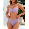 image:imageANRABESS Womens Bikini Sets Two Piece Swimsuit Ribbed Front Ruched Mid Waisted Bathing Suit Color Block 2026 Beach SwimwearPurple