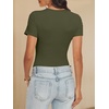 image:imageANRABESS Womens Double Lined Bodysuits Short Sleeve Summer Going Out Fitted Basic Tee Shirts Body Suits TopArmy Green