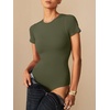 image:imageANRABESS Womens Double Lined Bodysuits Short Sleeve Summer Going Out Fitted Basic Tee Shirts Body Suits TopArmy Green