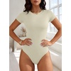 image:imageANRABESS Womens Double Lined Bodysuits Short Sleeve Summer Going Out Fitted Basic Tee Shirts Body Suits TopBeige