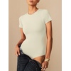 image:imageANRABESS Womens Double Lined Bodysuits Short Sleeve Summer Going Out Fitted Basic Tee Shirts Body Suits TopBeige