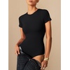image:imageANRABESS Womens Double Lined Bodysuits Short Sleeve Summer Going Out Fitted Basic Tee Shirts Body Suits TopBlack