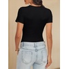 image:imageANRABESS Womens Double Lined Bodysuits Short Sleeve Summer Going Out Fitted Basic Tee Shirts Body Suits TopBlack