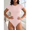 image:imageANRABESS Womens Double Lined Bodysuits Short Sleeve Summer Going Out Fitted Basic Tee Shirts Body Suits TopLight Pink