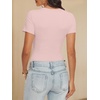 image:imageANRABESS Womens Double Lined Bodysuits Short Sleeve Summer Going Out Fitted Basic Tee Shirts Body Suits TopLight Pink