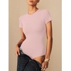 image:imageANRABESS Womens Double Lined Bodysuits Short Sleeve Summer Going Out Fitted Basic Tee Shirts Body Suits TopLight Pink