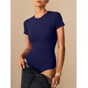 image:imageANRABESS Womens Double Lined Bodysuits Short Sleeve Summer Going Out Fitted Basic Tee Shirts Body Suits TopNavy Blue
