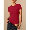 image:imageANRABESS Womens Double Lined Bodysuits Short Sleeve Summer Going Out Fitted Basic Tee Shirts Body Suits TopRed