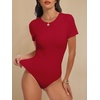 image:imageANRABESS Womens Double Lined Bodysuits Short Sleeve Summer Going Out Fitted Basic Tee Shirts Body Suits TopRed