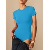image:imageANRABESS Womens Double Lined Bodysuits Short Sleeve Summer Going Out Fitted Basic Tee Shirts Body Suits TopSky
