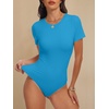 image:imageANRABESS Womens Double Lined Bodysuits Short Sleeve Summer Going Out Fitted Basic Tee Shirts Body Suits TopSky