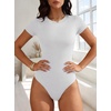 image:imageANRABESS Womens Double Lined Bodysuits Short Sleeve Summer Going Out Fitted Basic Tee Shirts Body Suits TopWhite