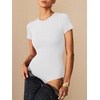 image:imageANRABESS Womens Double Lined Bodysuits Short Sleeve Summer Going Out Fitted Basic Tee Shirts Body Suits TopWhite