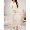 image:imageANRABESS Womens Fuzzy Fleece Pajama Set 2 Piece Outfits Lounge Knit Oversized Sweater Pj Sets 2026 Fall Winter LoungewearBeige
