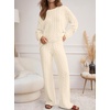 image:imageANRABESS Womens Fuzzy Fleece Pajama Set 2 Piece Outfits Lounge Knit Oversized Sweater Pj Sets 2026 Fall Winter LoungewearBeige