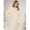 image:imageANRABESS Womens Fuzzy Fleece Pajama Set 2 Piece Outfits Lounge Knit Oversized Sweater Pj Sets 2026 Fall Winter LoungewearBeige