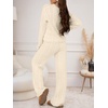 image:imageANRABESS Womens Fuzzy Fleece Pajama Set 2 Piece Outfits Lounge Knit Oversized Sweater Pj Sets 2026 Fall Winter LoungewearBeige