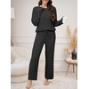 image:imageANRABESS Womens Fuzzy Fleece Pajama Set 2 Piece Outfits Lounge Knit Oversized Sweater Pj Sets 2026 Fall Winter LoungewearBlack