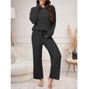 image:imageANRABESS Womens Fuzzy Fleece Pajama Set 2 Piece Outfits Lounge Knit Oversized Sweater Pj Sets 2026 Fall Winter LoungewearBlack
