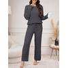 image:imageANRABESS Womens Fuzzy Fleece Pajama Set 2 Piece Outfits Lounge Knit Oversized Sweater Pj Sets 2026 Fall Winter LoungewearDeep Gray