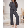 image:imageANRABESS Womens Fuzzy Fleece Pajama Set 2 Piece Outfits Lounge Knit Oversized Sweater Pj Sets 2026 Fall Winter LoungewearDeep Gray