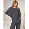 image:imageANRABESS Womens Fuzzy Fleece Pajama Set 2 Piece Outfits Lounge Knit Oversized Sweater Pj Sets 2026 Fall Winter LoungewearDeep Gray