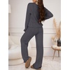 image:imageANRABESS Womens Fuzzy Fleece Pajama Set 2 Piece Outfits Lounge Knit Oversized Sweater Pj Sets 2026 Fall Winter LoungewearDeep Gray