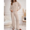 image:imageANRABESS Womens Fuzzy Fleece Pajama Set 2 Piece Outfits Lounge Knit Oversized Sweater Pj Sets 2026 Fall Winter LoungewearLight Khaki
