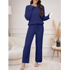 image:imageANRABESS Womens Fuzzy Fleece Pajama Set 2 Piece Outfits Lounge Knit Oversized Sweater Pj Sets 2026 Fall Winter LoungewearNavy Blue