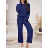 image:imageANRABESS Womens Fuzzy Fleece Pajama Set 2 Piece Outfits Lounge Knit Oversized Sweater Pj Sets 2026 Fall Winter LoungewearNavy Blue