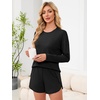 image:imageANRABESS Womens Long Sleeve Pajama Sets 2026 Fall 2 Piece Outfits Lounge Matching Short Set Striped Pjs Loungewear SleepwearBlack