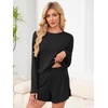 image:imageANRABESS Womens Long Sleeve Pajama Sets 2026 Fall 2 Piece Outfits Lounge Matching Short Set Striped Pjs Loungewear SleepwearBlack