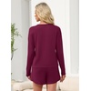 image:imageANRABESS Womens Long Sleeve Pajama Sets 2026 Fall 2 Piece Outfits Lounge Matching Short Set Striped Pjs Loungewear SleepwearBurgundy