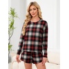 image:imageANRABESS Womens Long Sleeve Pajama Sets 2026 Fall 2 Piece Outfits Lounge Matching Short Set Striped Pjs Loungewear SleepwearHaute Red