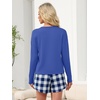 image:imageANRABESS Womens Long Sleeve Pajama Sets 2026 Fall 2 Piece Outfits Lounge Matching Short Set Striped Pjs Loungewear SleepwearNavy Blue White Plaid